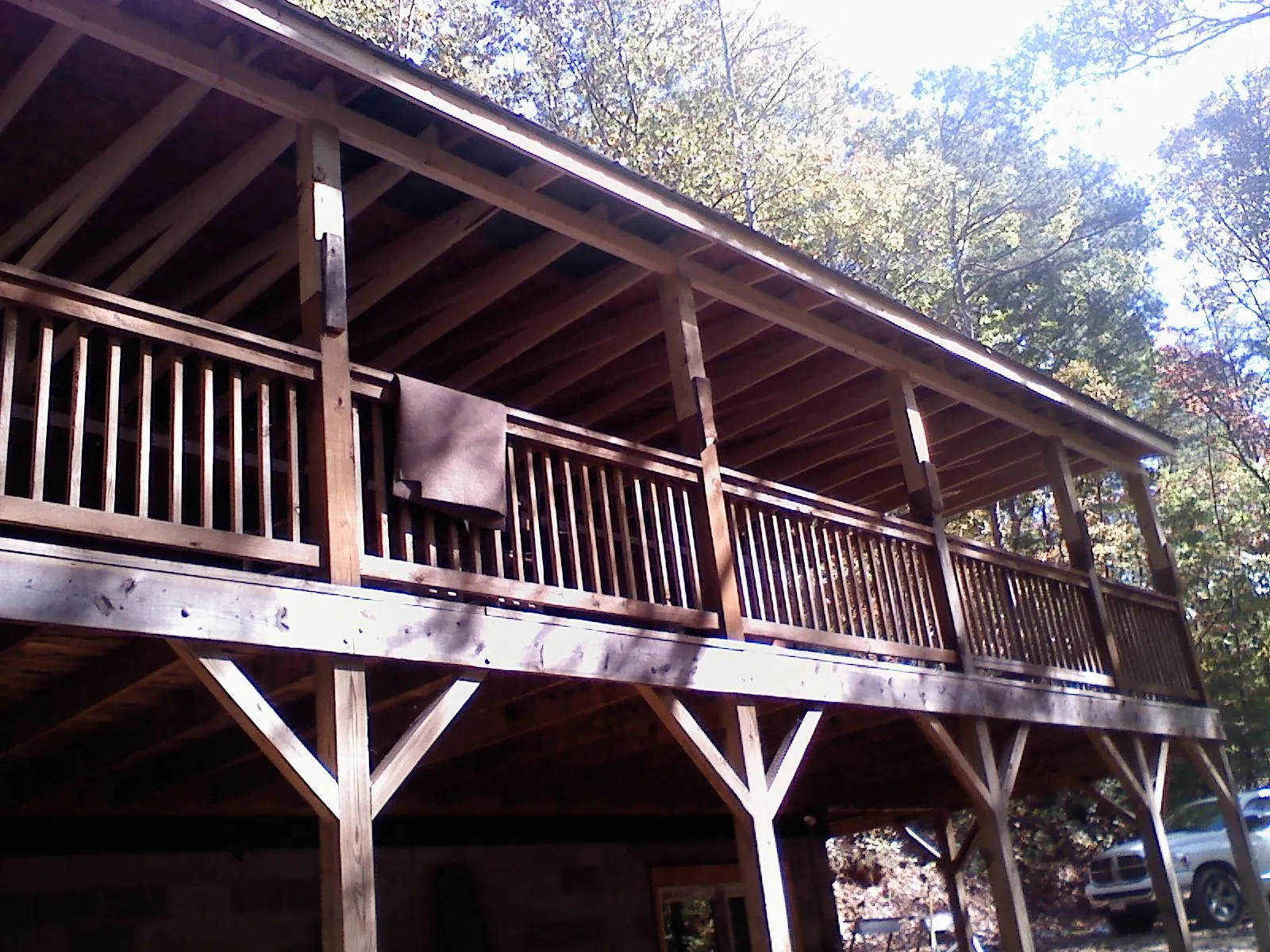 Timber framing under a new elevated porch and deck — Roof Leak Repair in Underwood by Roofing Brothers